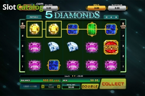 Win screen. 5 Diamonds	 slot