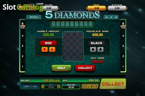 Gamble game screen. 5 Diamonds	 slot