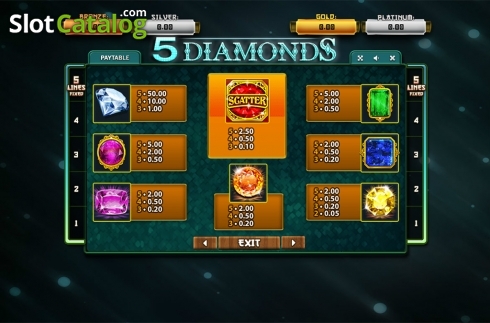 Paytable . 5 Diamonds	 slot