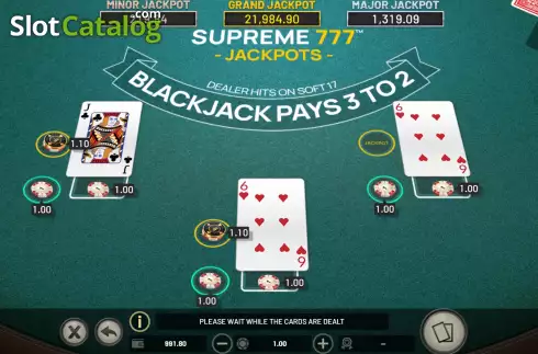Game screen. Supreme 777 Jackpots slot