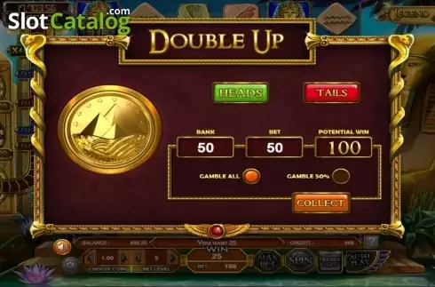Risk (Double) game screen. Legend of the Nile slot