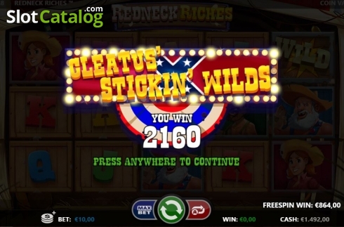 Sticky Wilds Win. Redneck Riches slot