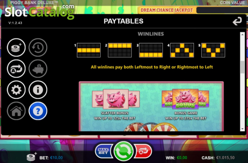 Paylines. Piggy Bank Deluxe slot