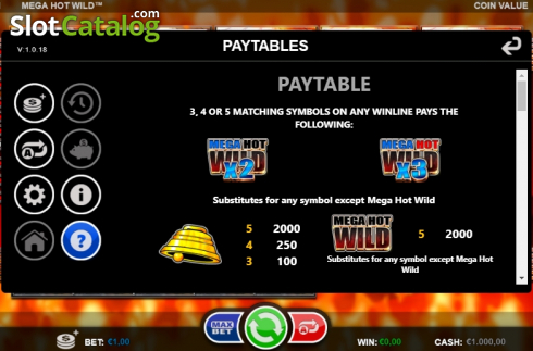 Paytable 1. Mega Hot Wild slot