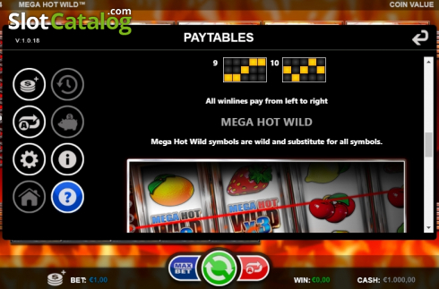 Paytable 4. Mega Hot Wild slot