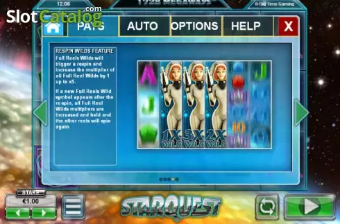 Paytable 4. StarQuest slot