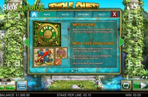 Paytable 2. Temple Quest Spinfinity slot