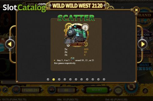 Scatter paytable screen. Wild Wild West 2120 slot