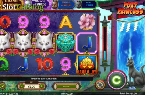 Free Spins screen. Foxy Princess Deluxe slot