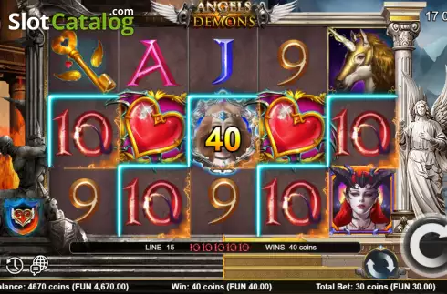 Win Screen. Angels and Demons slot
