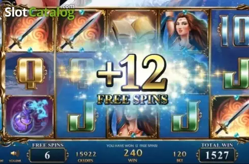 Free Spins screen. Sword Sorceress slot