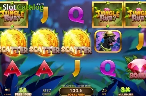 Free Spins screen. Jungle Ruby slot