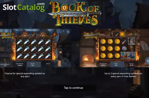 Start Screen. Book of Thieves slot