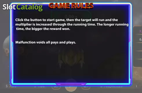 Game Rules screen. Infinity X slot