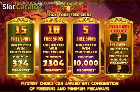 Free spins pick screen. Temple of Treasure Megaways slot