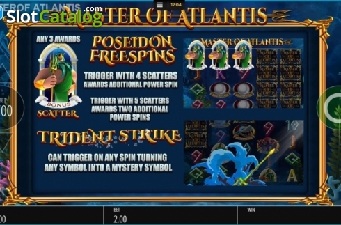 画面2. Master of Atlantis カジノスロット