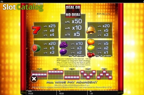 Paytable. Deal Or No Deal: Double Action slot