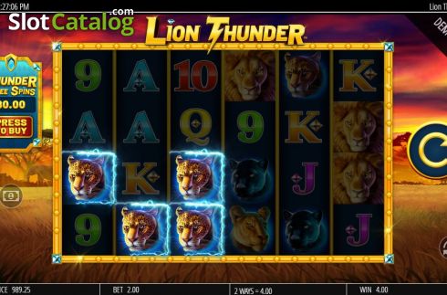 Pantalla5. Lion Thunder Tragamonedas 