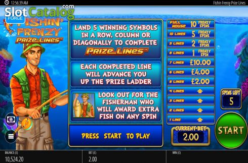 Bildschirm2. Fishin Frenzy Prize Lines slot