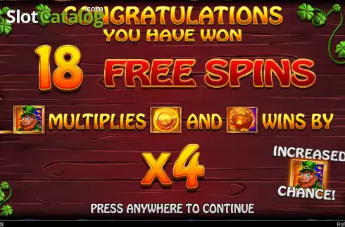 Free Spins Win Screen. 5 Pots O'Riches slot