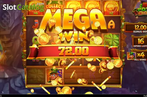 Mega Win Screen. 5 Pots O'Riches slot