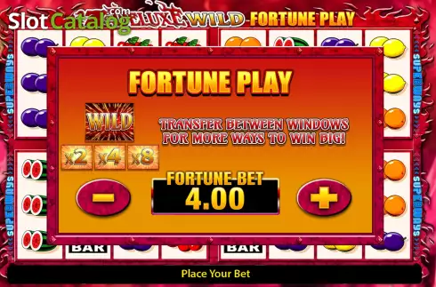 Fortune Bet Screen. 7's Deluxe Wild Fortune Play slot