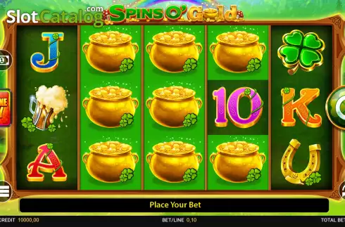 Game Screen. Spins O' Gold slot