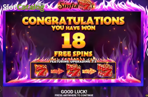 Free Spins Win Screen 2. Sinful 7s slot