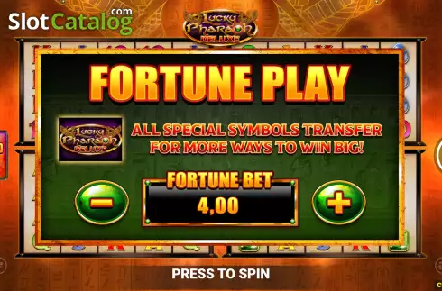Fortune Play Gameplay Screen. Lucky Pharaoh Deluxe Fortune Play slot