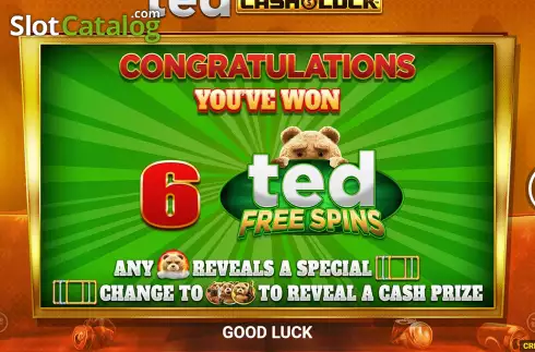 Free Spins Win Screen. Ted Cash and Lock slot
