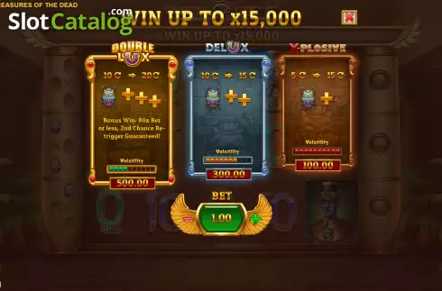 Buy Feature Screen. Treasures of the Dead slot