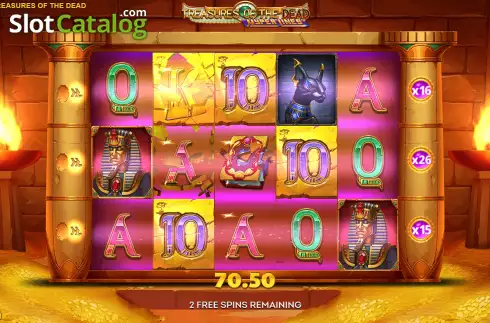 Free Spins Gameplay Screen 4. Treasures of the Dead slot