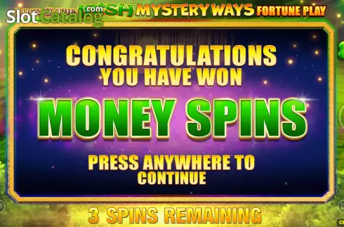 Money Spins Win Screen 2. Luck O' The Irish Mystery Ways slot