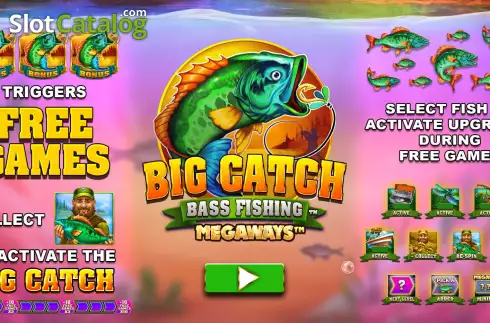 Start Screen. Big Catch Bass Fishing Megaways slot