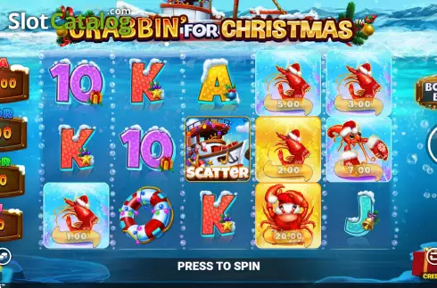 Game screen. Crabbin for Christmas slot