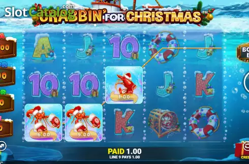 Win screen. Crabbin for Christmas slot
