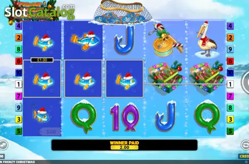 Win screen. Fishin’ Frenzy Christmas slot