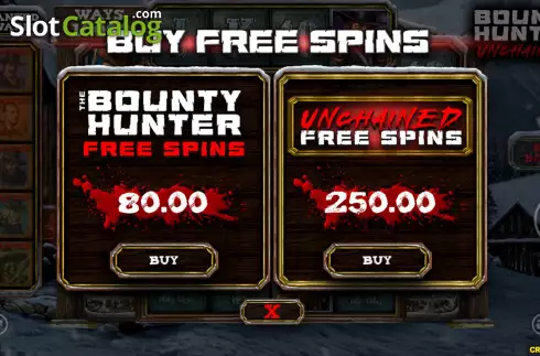 Buy Feature Screen. Bounty Hunter Unchained slot