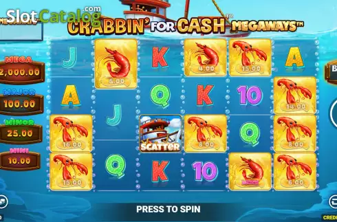 Game Screen. Crabbin’ For Cash Megaways slot