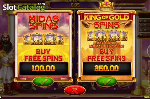 Buy Feature Screen. Midas King of Gold slot