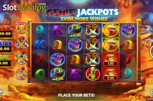 Game Screen. Genie Jackpots Even More Wishes slot