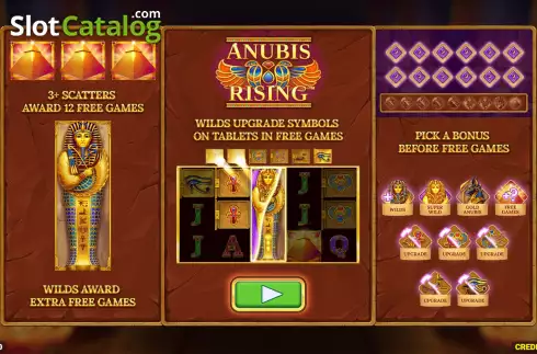 Start Screen. Anubis Rising slot