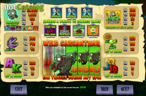 Screen2. Plants vs. Zombies: Wild Gargantuar slot