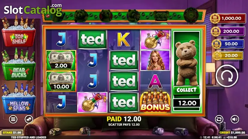 Ted Stuffed & Loaded - Cash Collector Win Screen