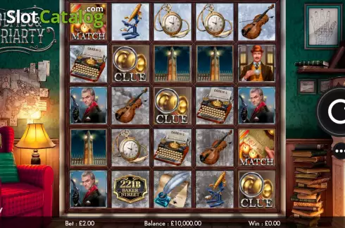 Game screen. Holmes and Moriarty slot