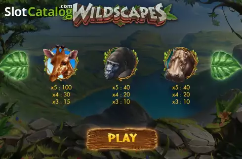 PayTable screen 2. Wildscapes slot