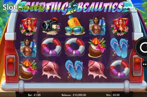 Game screen. Surfing Beauties slot