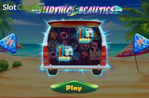 Game Features screen. Surfing Beauties slot