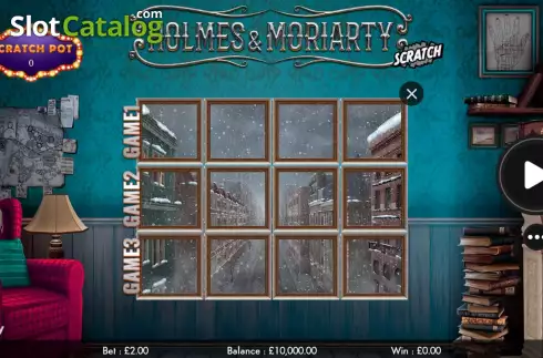 Game screen. Holmes and Moriarty Scratch slot