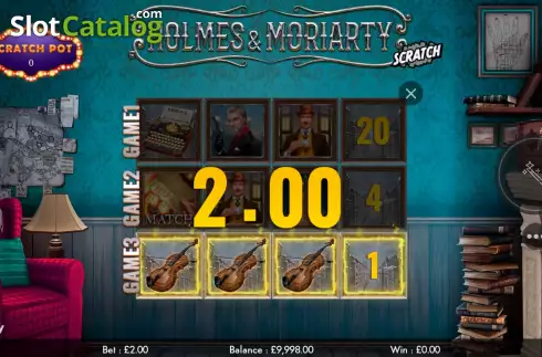 Win screen. Holmes and Moriarty Scratch slot